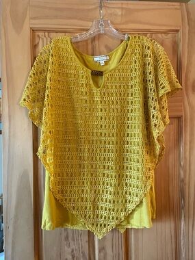 Charlie B. Mustard Crochet Overlay Tunic